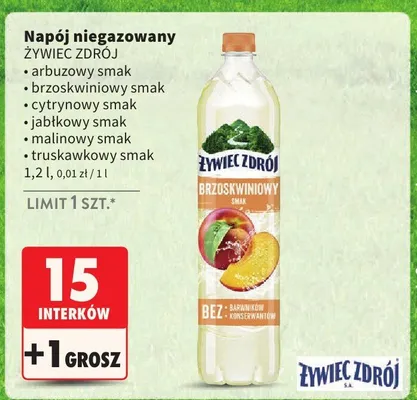 Napój niegazowany brzoskwiniowy smak promocja w Intermarche