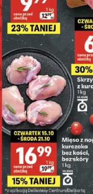 Mięso z nogi kurczaka bez kości bez skóry promocja w Delikatesy Centrum