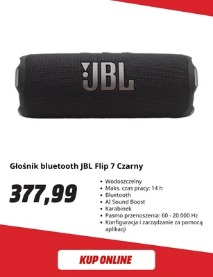 Głośnik bluetooth Jbl Flip 7 czarny promocja w Media Markt