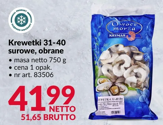 Krewetki 31-40 surowe obrane Krymar promocja w Makro
