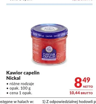 Kawior capelin Nickal promocja w Makro