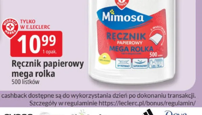 Ręcznik papierowy mega rolka Mimosa promocja w Leclerc