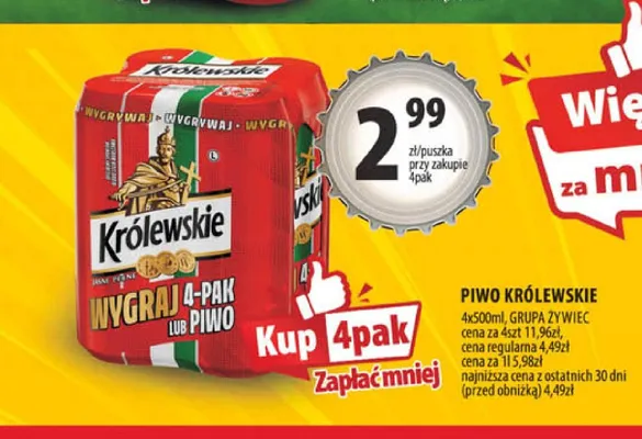 Piwo Królewskie 4-pak 500ml promocja w Arhelan