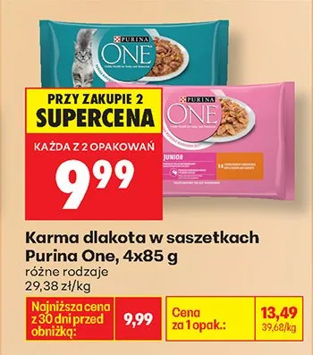 Karma dla kotów Purina One w saszetkach 4x85g różne rodzaje promocja w Biedronka