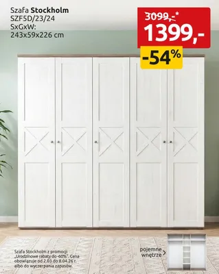 Szafa Stockholm SZF5D/23/24 promocja w Black Red White