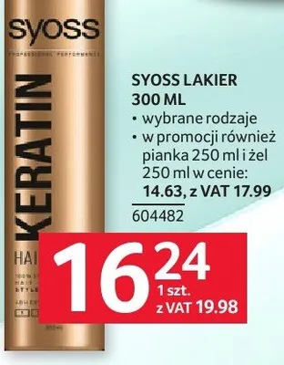Lakier do włosów Syoss Keratin promocja w Selgros