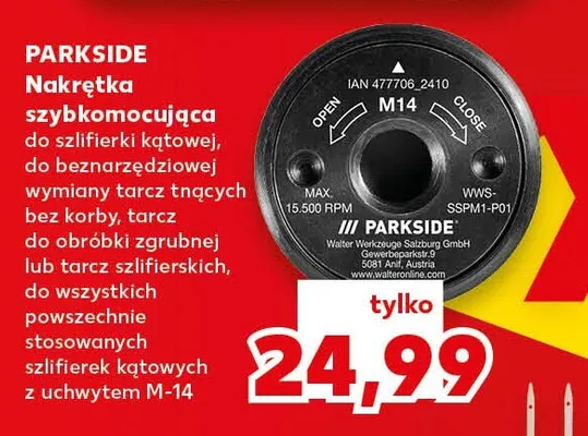 Nakrętka szybkomocująca do szlifierki kątowej Parkside promocja w Kaufland