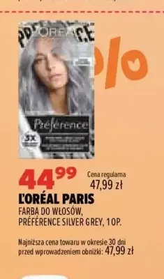 Farba do włosów Préférence Silver Grey L'Oréal Paris promocja w Drogerie Natura
