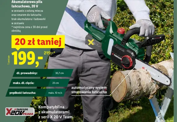 Piła akumulatorowa łańcuchowa 20 V promocja w Lidl