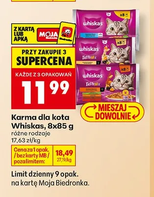 Karma dla kota Whiskas 8-pak 85 g promocja w Biedronka