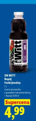 Napój funkcjonalny Dr Witt czarna porzeczka z granatem promocja w Lidl