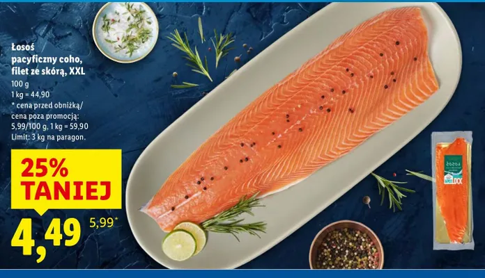 Łosoś Łosoś pacyficzny coho, filet ze skórą, XXL promocja w Lidl