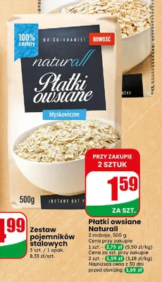Płatki owsiane błyskawiczne Naturall promocja w Dino