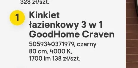 Kinkiet łazienkowy 3 w 1 GoodHome Craven promocja w Castorama