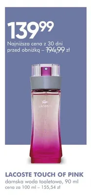 Woda toaletowa damska Lacoste Touch of Pink promocja w Super-Pharm