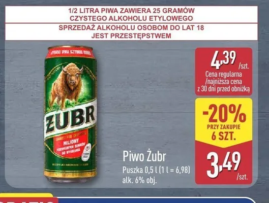 Piwo Żubr promocja w Aldi