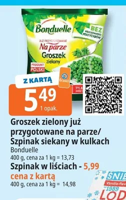 Szpinak siekany w kulkach Bonduelle promocja w Leclerc