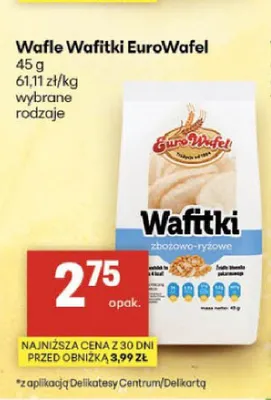 Wafle zbożowo-ryżowe Wafitki EuroWafel promocja w Delikatesy Centrum
