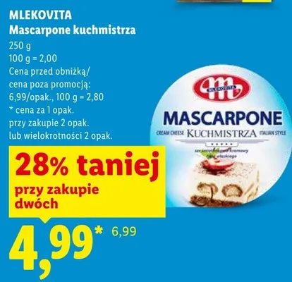 Mascarpone kuchmistrza Mlekovita promocja w Lidl
