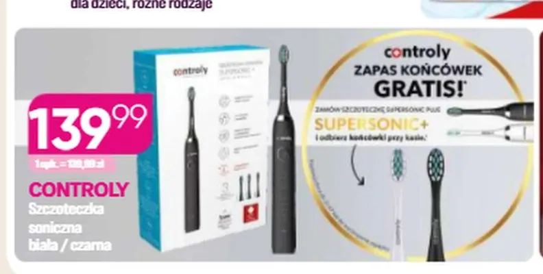 Szczoteczka soniczna Controly biała promocja w Drogerie Koliber