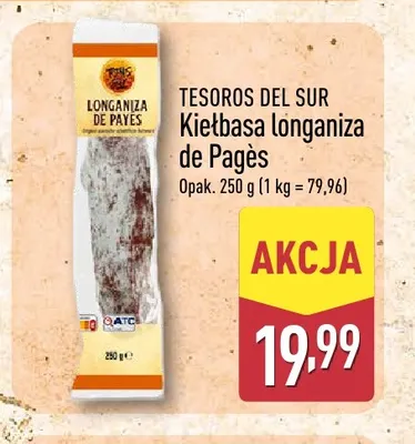 Kiełbasa longaniza de Pagès Tesoros del Sur promocja w Aldi