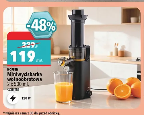 Miniwyciskarka wolnoobrotowa Hoffen czarna promocja w Biedronka