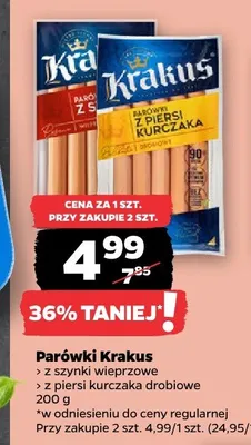 Parówki z piersi kurczaka drobiowe Krakus promocja w Netto