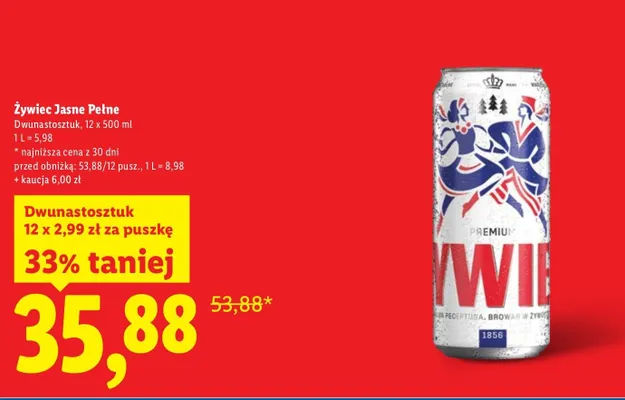 Piwo Jasne Pełne 12-pak promocja w Lidl