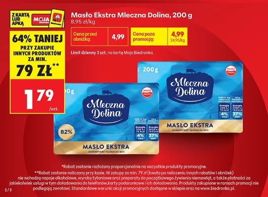 Masło Ekstra Mleczna Dolina promocja w Biedronka
