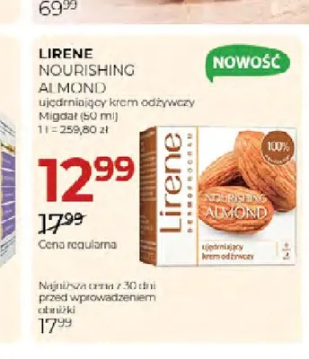 Ujędrniający krem odżywczy Migdał Nourishing Almond Lirene promocja w Drogerie Jawa