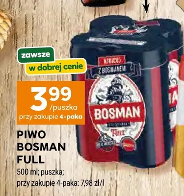 Piwo Bosman Full puszka promocja w Stokrotka