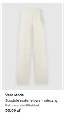 Spodnie materiałowe Vero Moda mleczny promocja w Lounge by Zalando