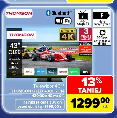 Telewizor Thomson Qled 43QG7C14 promocja w Carrefour
