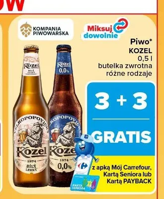 Piwo Kozel Bily Lehky promocja w Carrefour