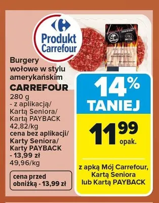 Burgery wołowe w stylu amerykańskim CARREFOUR promocja w Carrefour Market