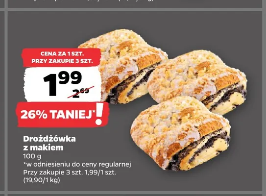 Drożdżówka z makiem promocja w Netto