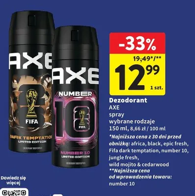 Dezodorant spray AXE Dark Temptation promocja w Intermarche