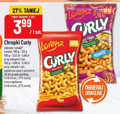 Chrupki Curly promocja w POLOmarket