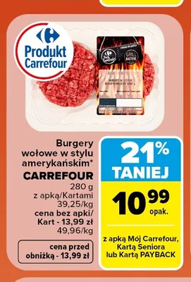 Burgery wołowe w stylu amerykańskim Carrefour promocja w Carrefour Market