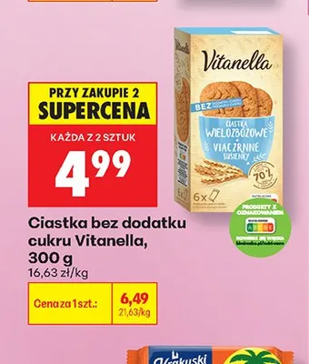 Ciastka bez dodatku cukru Vitanella promocja w Biedronka