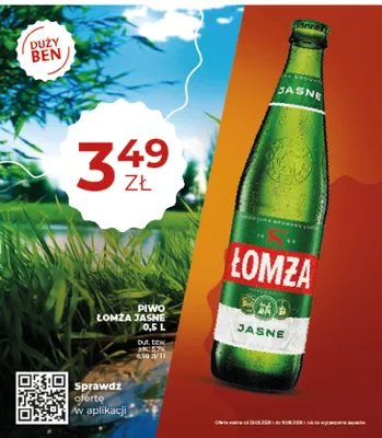Piwo Łomża Jasne promocja w Duży Ben