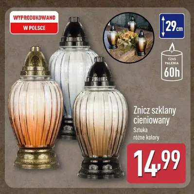 Znicz szklany cieniowany promocja w Aldi