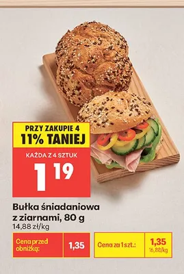 Bułka śniadaniowa z ziarnami promocja w Biedronka