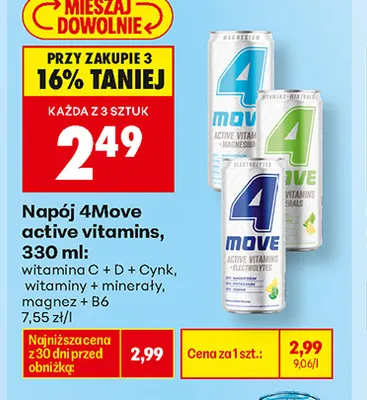 Napój 4Move active vitamins witaminy + minerały promocja w Biedronka