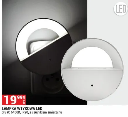 Lampka wtykowa LED 0,5 W, 6400K, IP20, z czujnikiem zmierzchu promocja w Merkury Market