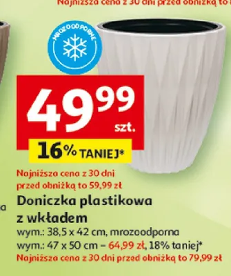 Doniczka plastikowa z wkładem mrozoodporna 38,5x42cm promocja w Auchan