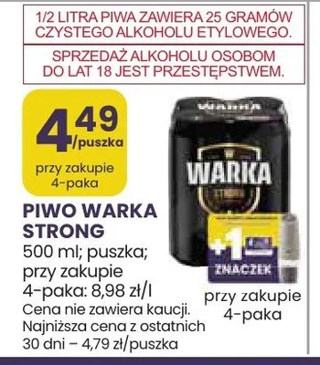 Piwo Warka Strong 4-pak 500ml promocja w Stokrotka