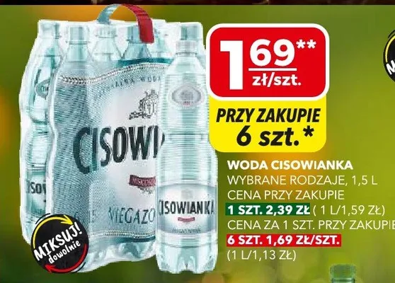 Woda Cisowianka promocja w Top Market