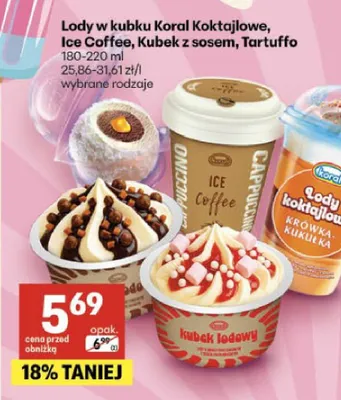 Lody w kubku Koral Tartufo promocja w Delikatesy Centrum