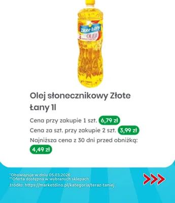 Olej słonecznikowy 1l promocja w Dino